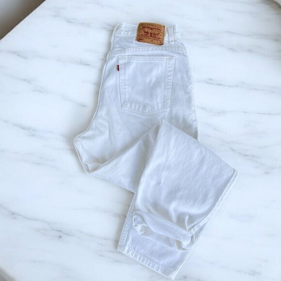 Levis Y2K 550 Relaxed Fit Tapered Leg White Jeans Size 16 Made In USA '00s - Picture 1 of 9